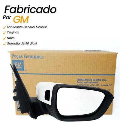 Imagem de Par Espelho Retrovisor Chevrolet Onix Plus Sedan 2019 2020 2021 2022 2023 Sensor Ponto Cego Com Capa Branca