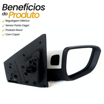 Imagem de Par Espelho Retrovisor Chevrolet Onix Plus Sedan 2019 2020 2021 2022 2023 Sensor Ponto Cego Com Capa Branca