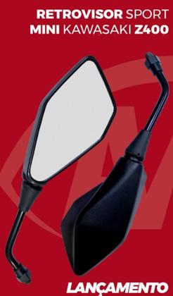Par Espelho Retrovisor Modelo Kawasaki Z400 Mini Fixo Honda Imagem de Par Espelho Retrovisor Modelo Kawasaki Z400 Mini Fixo Honda