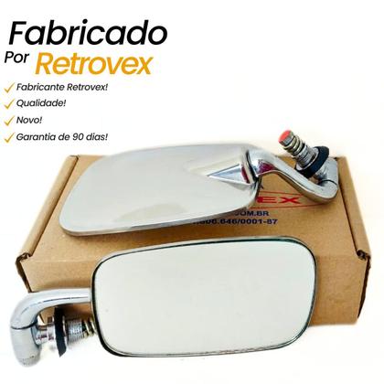 Imagem de Par Espelho Retrovisor Volkswagen Fusca Mexicano 1960 1965 1970 1975 1980 1985 1990 1996 Inox Cromado