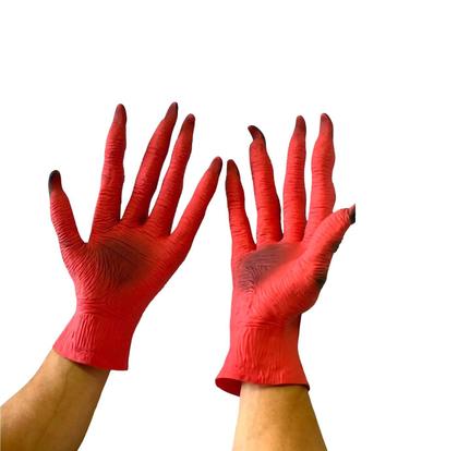 Imagem de Par Fantasia Mãos de Diabo 32cm Terror Assustador Halloween