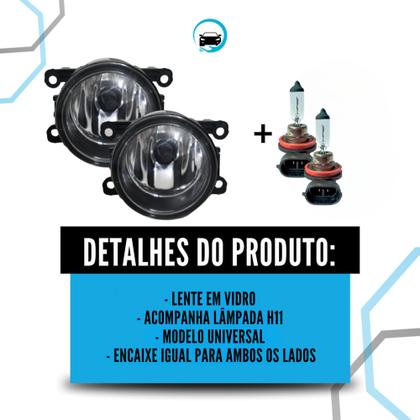 Imagem de Par Farol Auxiliar Milha Neblina Lente em Vidro + Lâmpadas H11 Honda City Fit