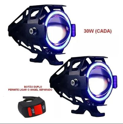 Imagem de Par Farol de Milha Angel Eye U7 Azul para Moto Suzuki GSX R 1100 1991 1992 1993 1994 1995 1996 1997 1998 1999 2000
