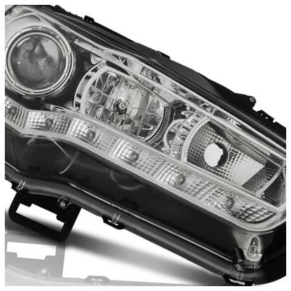 Imagem de Par Farol Dianteiro Daylight Lancer 2011 2012 2013 2014 Liso Acrílico Máscara Cromada Foco Duplo Projetor Led