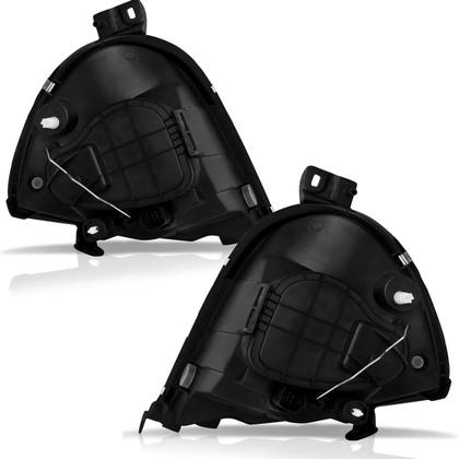 Imagem de Par Farol Dianteiro Foco Duplo Máscara Cromada Pisca Âmbar Ford Ka 1997 a 2007