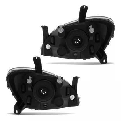 Imagem de Par Farol Dianteiro Foco Simples Máscara Cromada Chevrolet Celta 2007 a 2015 Prisma