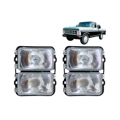 Imagem de Par Farol Duplo Vidro Compativel Ford F1000 F4000 Ate 1994