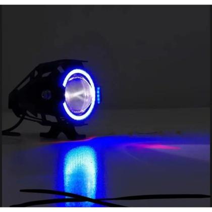 Imagem de Par Farol Milha Moto Eye U7 Led Auxiliar Neblina Mini Azul Rt