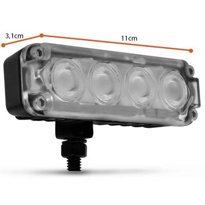 Imagem de Par Farol Milha Slim Aluminio 4 Leds 4W 12V Ambar Com Modulo