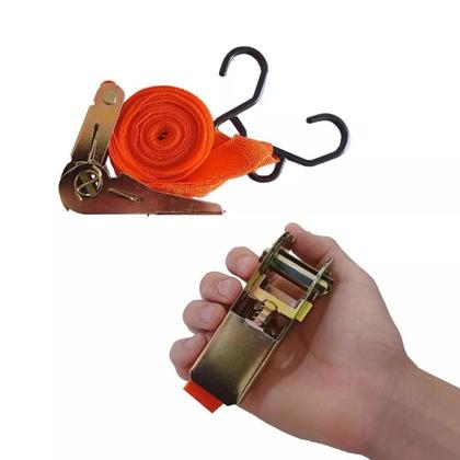 Imagem de Par Fita P/ Amarração De Carga Bagageiro Teto Preto/Laranja