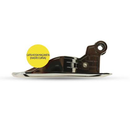 Imagem de Par Gatilho Maçaneta Interna da Porta Dianteira Traseira Cromada Haste Curvada Renault Kwid 16 2017 2018 2019 2020 2021