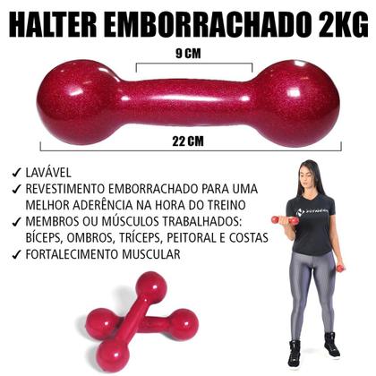 Imagem de Par Halter Peso Academia Musculação Emborrachado 2kg