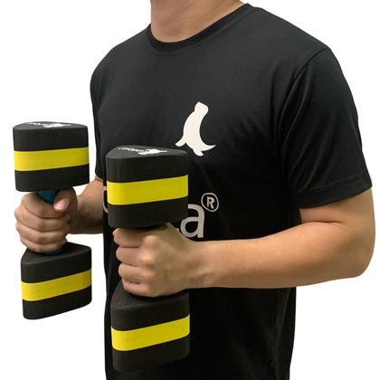 Imagem de Par Halteres Hidroginástica Natação Hidroterapia em EVA 2 à 3kg DF1105-M Preto/Amarelo Dafoca Sports