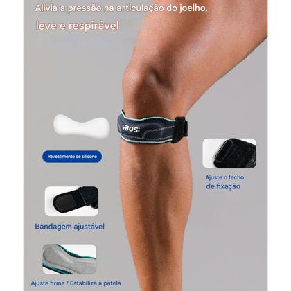 Imagem de Par Joelheira Sub Patelar Ajustável Para Condromalacia Artrose Desgaste c/ Silicone Neoprene COR:PRETO