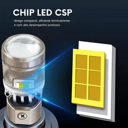 Imagem de Par Lampada Led Projetor H4 Mini Canhao 6000K 9000Lm 12V 24V