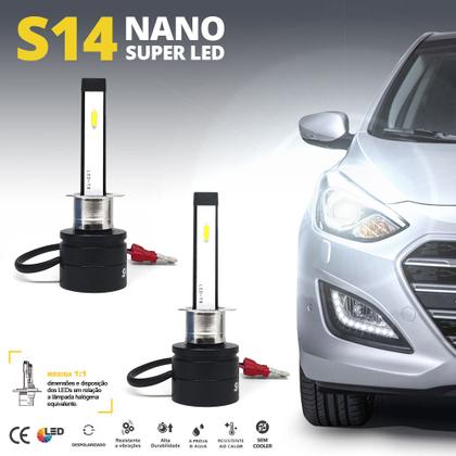 Imagem de Par Lâmpadas H1 Farol Milha Fiat Marea 1998 1999 2000 2001 2002 Super Led Mini Nano 6000k Sem Adaptar Furar Tampa Shocklight S14