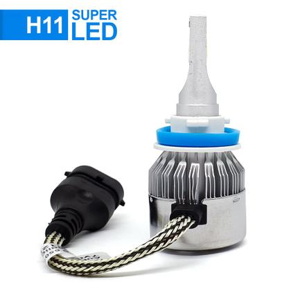 Imagem de Par Lâmpadas H11 Farol Milha Ford Ka 2015 2016 2017 2018 2019 2020 Super Led C6 6000k 7200 Lumens Branco Frio Efeito Xenon