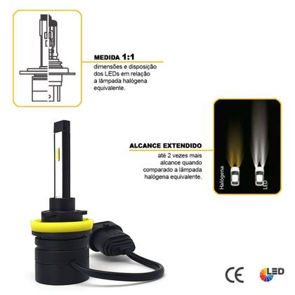 Imagem de Par Lâmpadas H11 Farol Milha Malibu 2010 2011 2012 2013 Super Led Mini Nano 6000k Sem Adaptar Shocklight S14