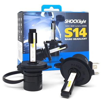 Imagem de Par Lâmpadas H4 Farol Alto Baixo Prisma 2006 2007 2008 2009 2010 2011 2012 Super Led Mini Nano 6000k Sem Adaptar Shocklight S14