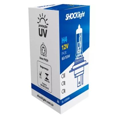 Imagem de Par Lampadas H4 Farol alto e baixo Shocklight 60w/55w Halogenas 12v