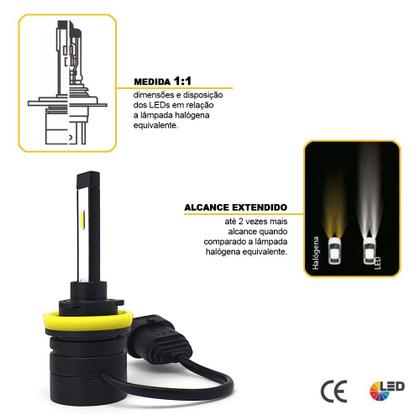 Imagem de Par Lâmpadas H8 Farol Milha Onix 2011 2012 2013 2014 Super Led Mini Nano 6000k Branco Frio Efeito Xenon Pequeno Top