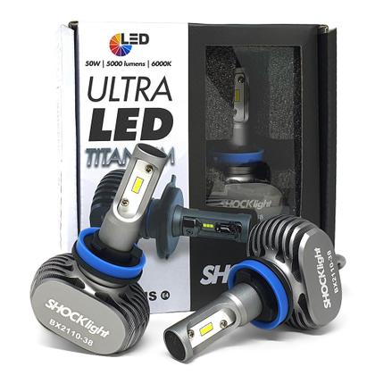 Imagem de Par Lâmpadas H8 Farol Milha Onix 2011 2012 2013 2014 Ultra Led Shocklight 10000 Lumens Forte Branco Efeito Xenon