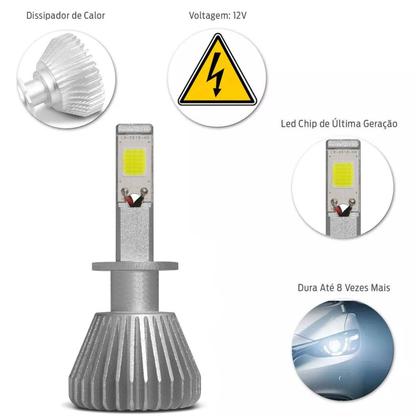 Imagem de Par Lâmpadas Super LED H1 H3 H4 H7 H8 H11 H27 HB3 HB4 6000K 6400LM Shocklight Headlight 2D