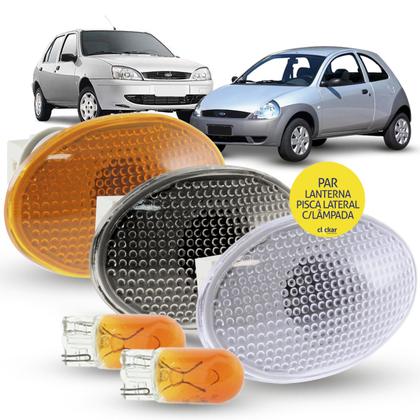 Imagem de Par Lanterna Pisca Seta Lateral + Soquete e Lâmpada Ford Ka 1997 a 2006 Fiesta 1996 a 2002 Courier 1997 a 2013 Transit