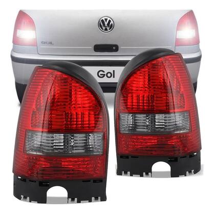 Imagem de Par Lanterna Traseira Gol G3 1999 a 2005 Fumê Aba Preta