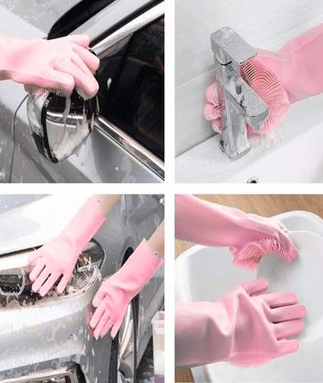 Imagem de Par Luva Mágica Lava Louça Pet Esfrega Sem Esponja Multiuso