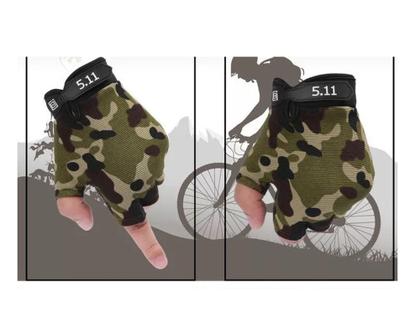 Imagem de Par luvas camufladas sem dedos m antiderrapante proteção uv