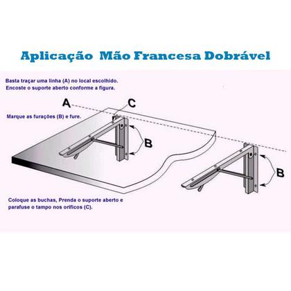 Imagem de Par Mão Francesa Dobrável Desicon Tampo De Mesa Cinza 30cm