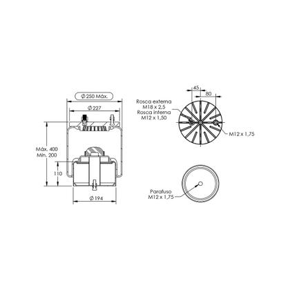 Imagem de Par Mola Pneumática METALFOR 5020 / AR2350 E. Diantei/Trasei