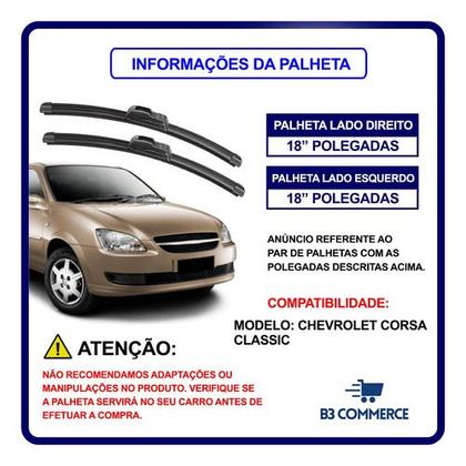 Imagem de Par Palheta Limpador Parabrisa Silicone Corsa Classic Todos