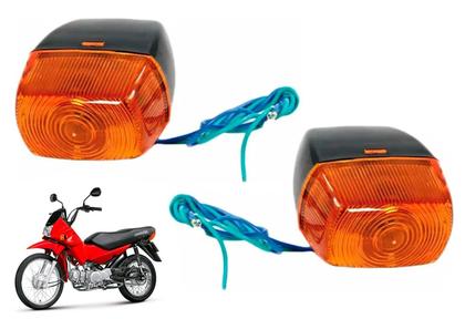 Imagem de Par Pisca Lente Laranja Pop 100 Xlr Nxr Bros 125 150 Xr 200 Tornado