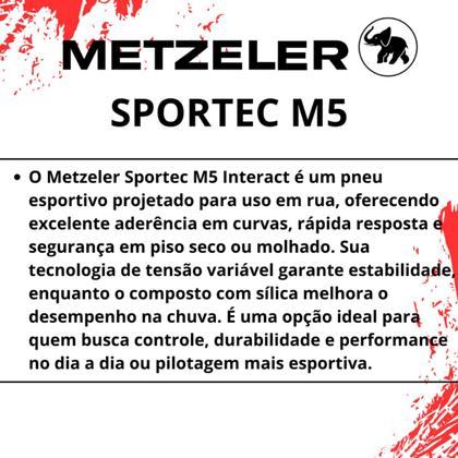 Imagem de Par Pneu 120 70 R17 e 160 60 R17 Sportec M5 Metzeler Uso Sem Câmara