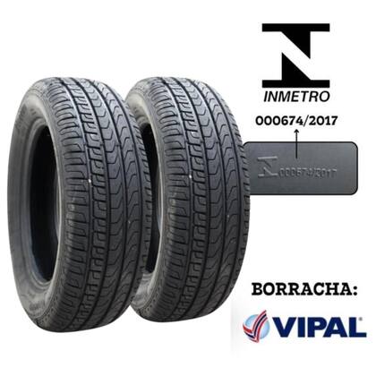 Imagem de Par Pneu Aro 14 175 65 R14 HT Carro Corsa Fiesta Ka Clio Touring Passeio 80 P Borracha Premium Vipal Remold 2 Unidades