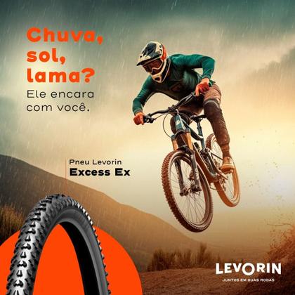 Imagem de PAR Pneu bicicleta Levorin Excess aro 26 x 1.95 banda leve PAR Camara Pirelli bico grosso Bomba