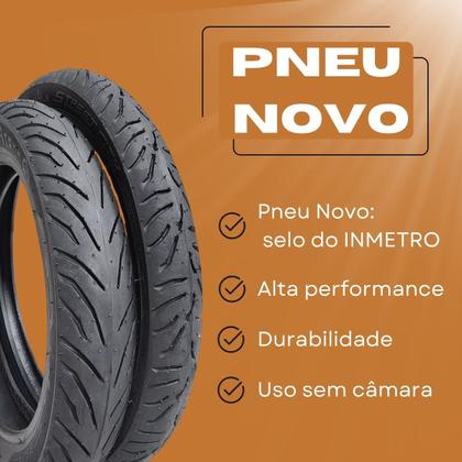 Imagem de Par Pneu Biz 100 125 Pop 100 110 80/100-14 + 60/100-17 Sem Camara