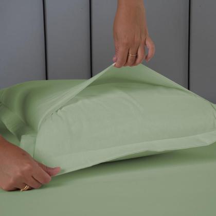 Imagem de Par Porta Travesseiro Avulso Algodão Percal 140 Fios c/ Abas Liso 70x50 - 2 un