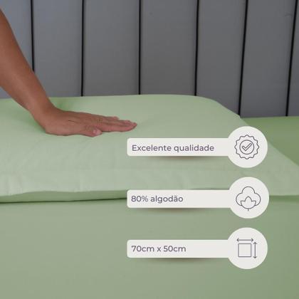 Imagem de Par Porta Travesseiro Avulso Algodão Percal 140 Fios c/ Abas Liso 70x50 - 2 un