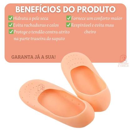 Imagem de Par Protetor Calcanhar Silicone Bege Nude Meia Gel Invisível Anti Atrito Nude Original Top