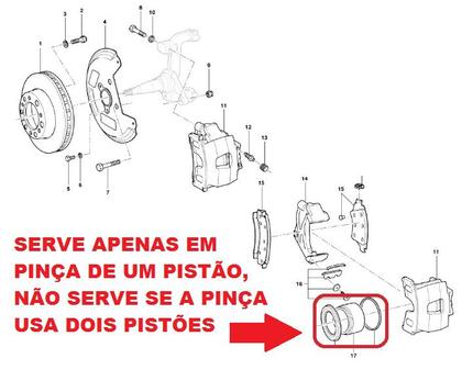 Imagem de Par reparo com pistão pinça freio dianteiro a10 c10 c14 c15 d10 d14 d15 veraneio 1967 a 1984 - a20 c20 d20 bonanza 1985 