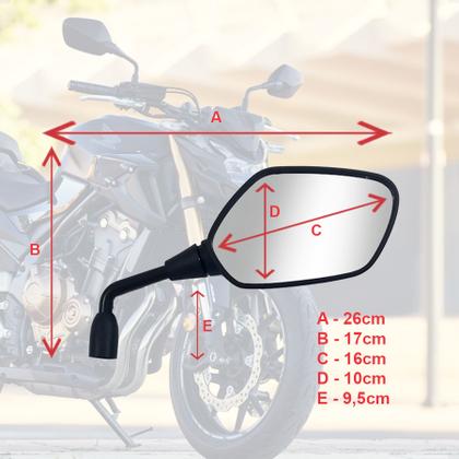 Imagem de Par Retrovisor Da Para Cb 500F Cb500X Gvs Premium Espelho Lente Convexa Honda 2014 a 2023 Haste Curta