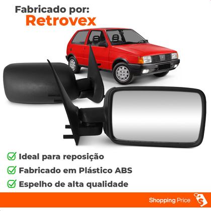Imagem de Par Retrovisor Externo Espelho Lateral Uno 1988 A 1995 Fixo Retrovex