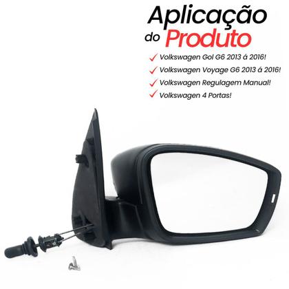 Imagem de Par Retrovisor Externo Volkswagen Gol Voyage G6 2013 2014 2015 2016 Regulagem Manual sem Seta com Capa Preto