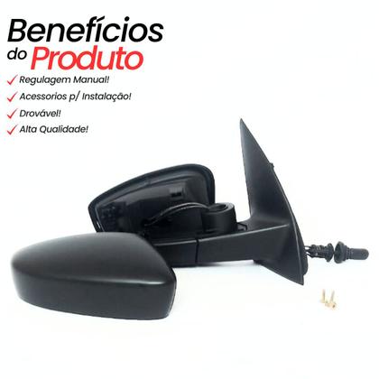 Imagem de Par Retrovisor Externo Volkswagen Gol Voyage G6 2013 2014 2015 2016 Regulagem Manual sem Seta com Capa Preto