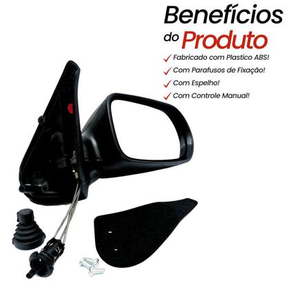 Imagem de Par Retrovisor Fiat Uno Fire Mille Way 2001 2002 2003 2004 2005 2006 2007 2008 2009 2010 Com Controle 2 Portas