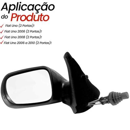 Imagem de Par Retrovisor Fiat Uno Mille Fire Way 2004 2005 2006 2007 2008 2009 2010 2011 2013 com Controle e Acabamentos 2 Portas
