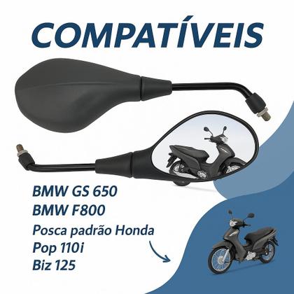 Imagem de Par Retrovisor Mini Honda Pop 110i Biz 125 Esportivo Premium